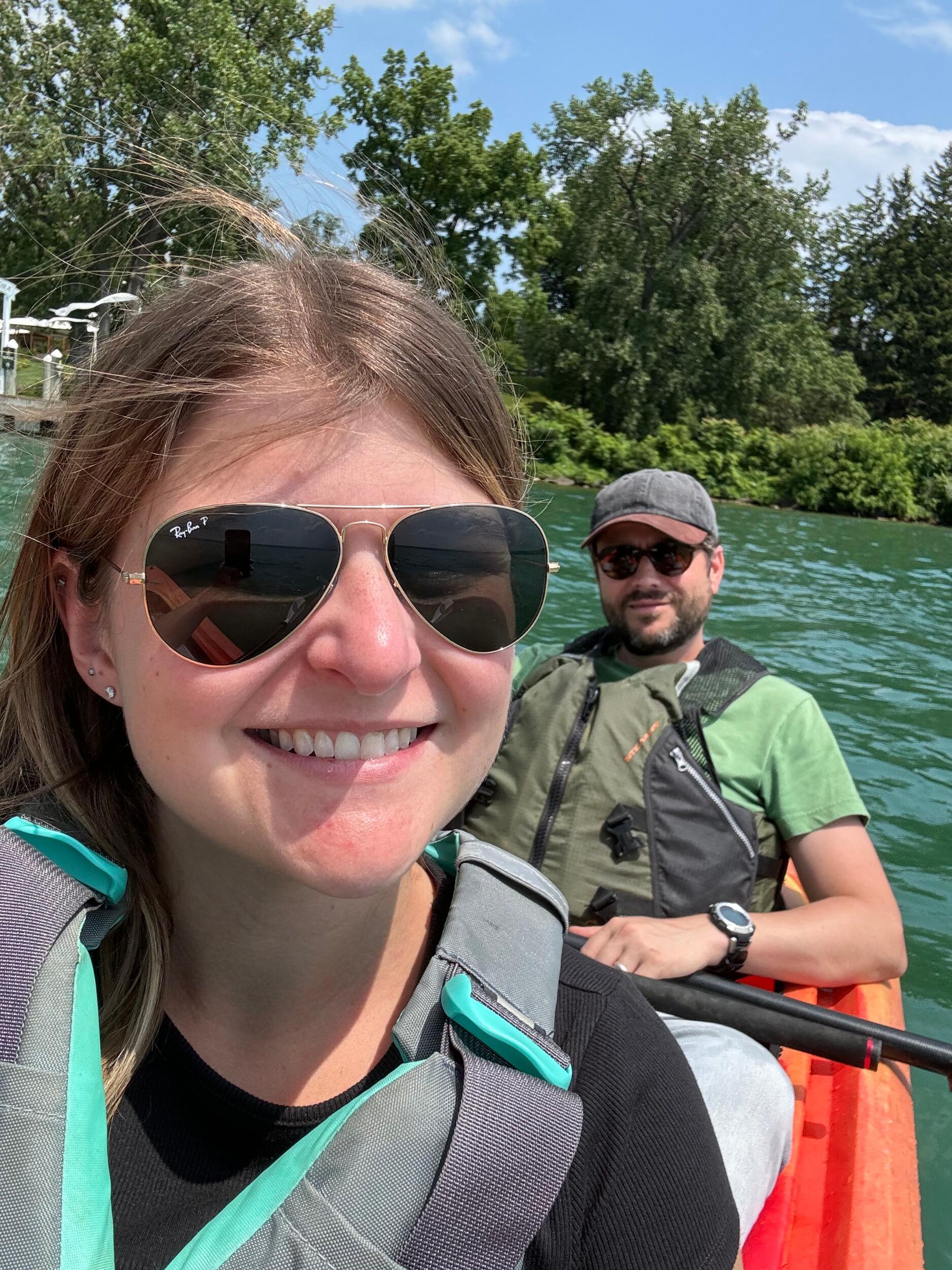 Kayaking on Cayuga Lake for Mary's birthday