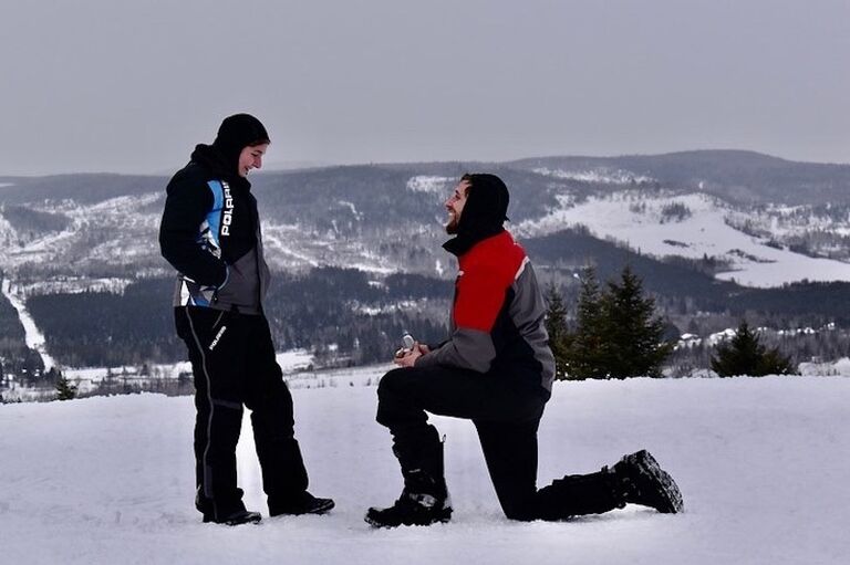 On their annual snowmobiling trip to the County and after the roughest ride Ryan proposes. Miranda says yes (of course) and their adventure begins..of becoming Husband and Wife.