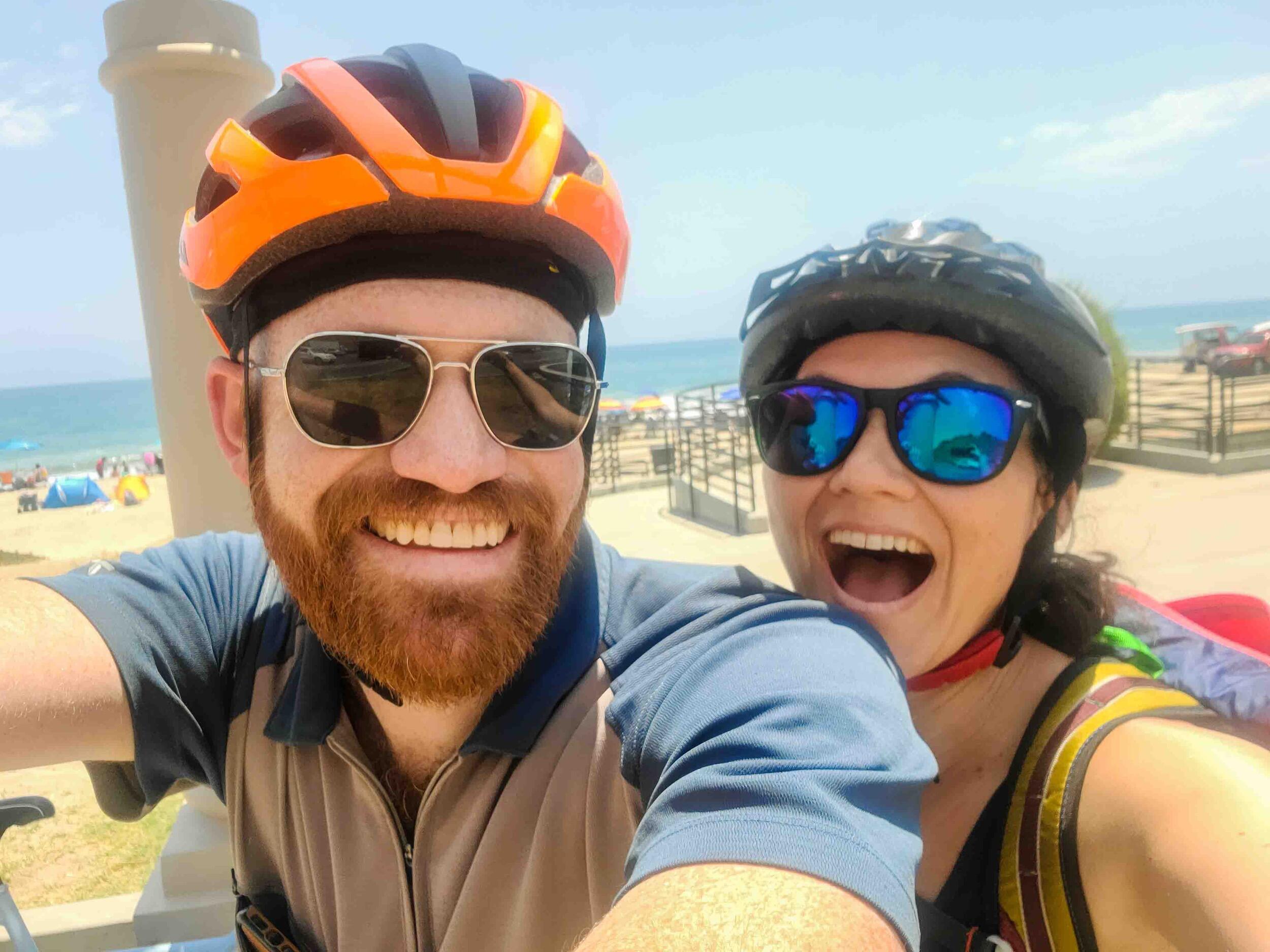 Turns out Brooke is okay with cycling as long as she's on the back of a tandem bike