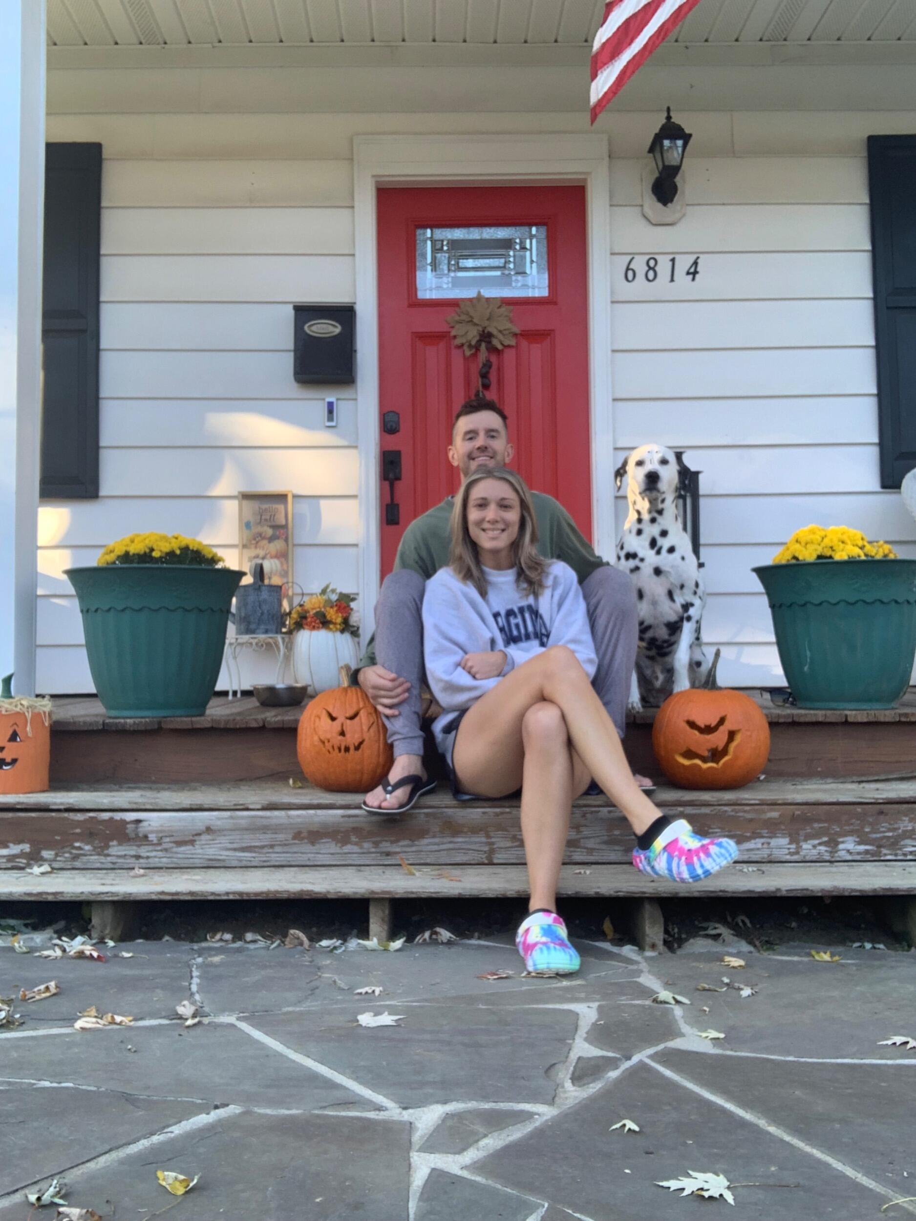 Family photo with our carved pumpkins. 