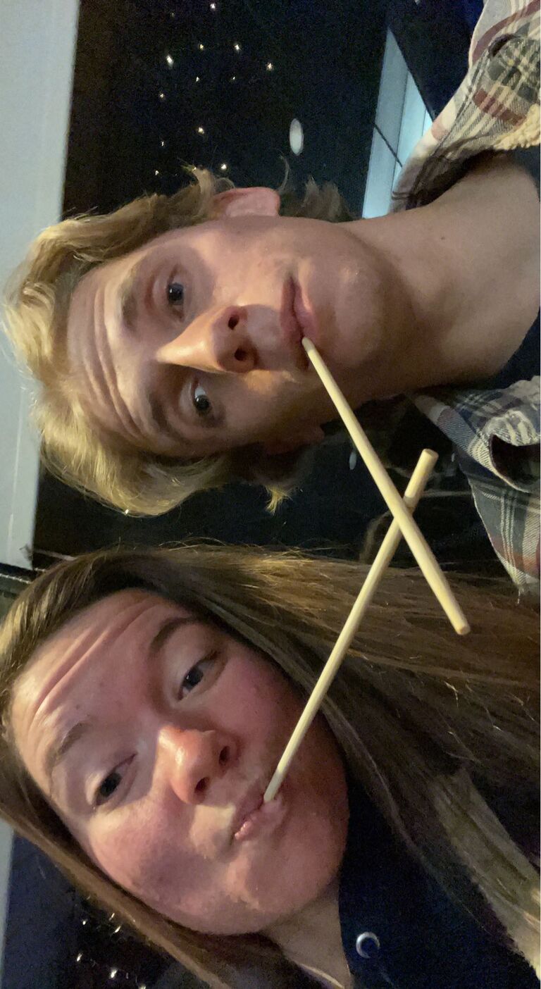 Matthew visited Erica's home in Napoleon over Christmas break. They went out to sushi with Erica's roommate Abby and her boyfriend Ben. 