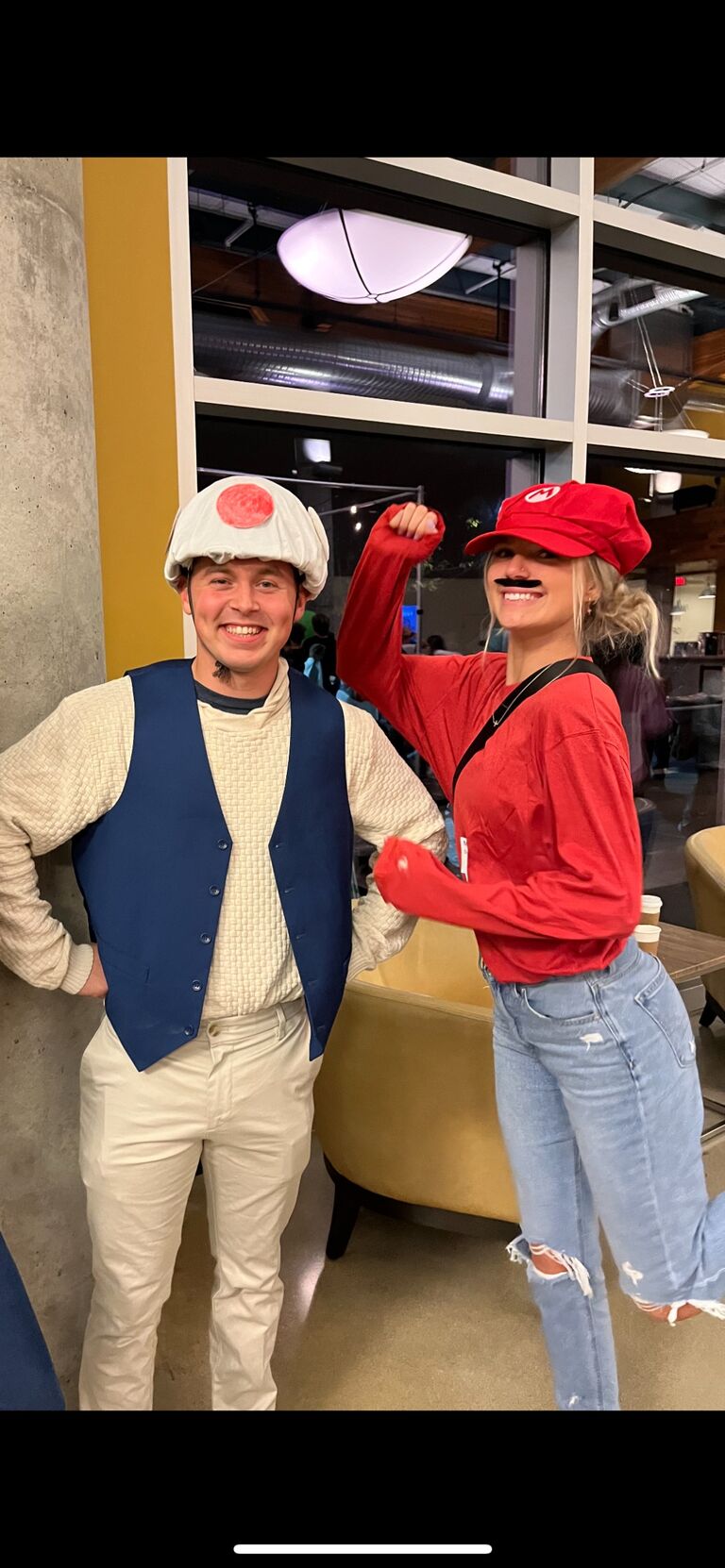 It didn’t start here but this is the furthest back the photos go! We became friends Summer 2022 at the church Carnival. After hanging out in friend groups we gradually wanted to hang out more and more! This photo is from Halloween where we dressed up as Mario and Toad from the Super Mario Bros game.