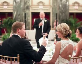 Bride and groom wedding reception toast