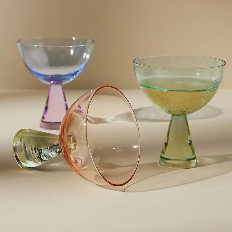 Set of coupe glasses engagement gift idea from best friend
