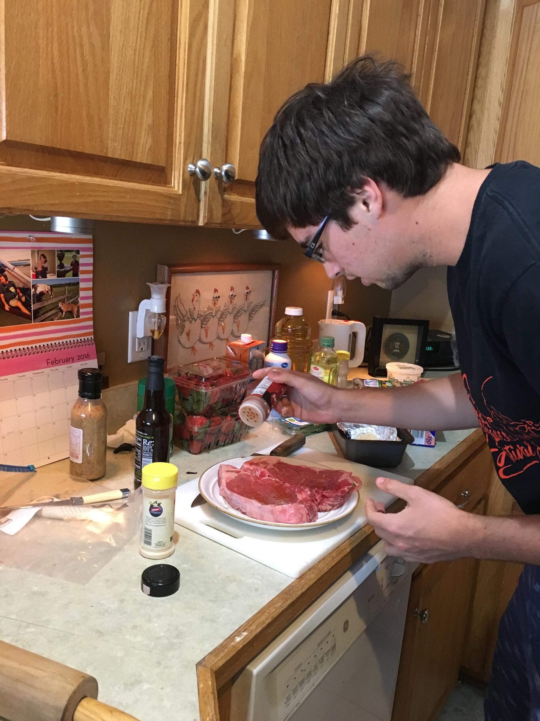 First of many steak dinners by chef Austie.