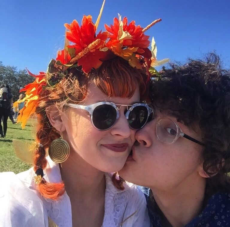 The happy couple spends Halloween at the Voodoo music festival in New Orleans. Cat had orange hair at the time - which is still her favorite "crazy" hair color she's ever had! 
