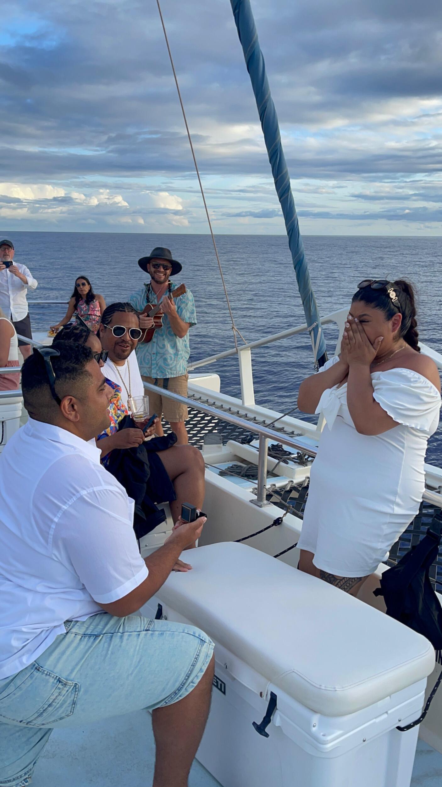 Galu proposed To Ruby in Maui on the Sunset cruise. He had it all planned out even went to Ruby‘s job and requested her days off. She had no idea💍💕