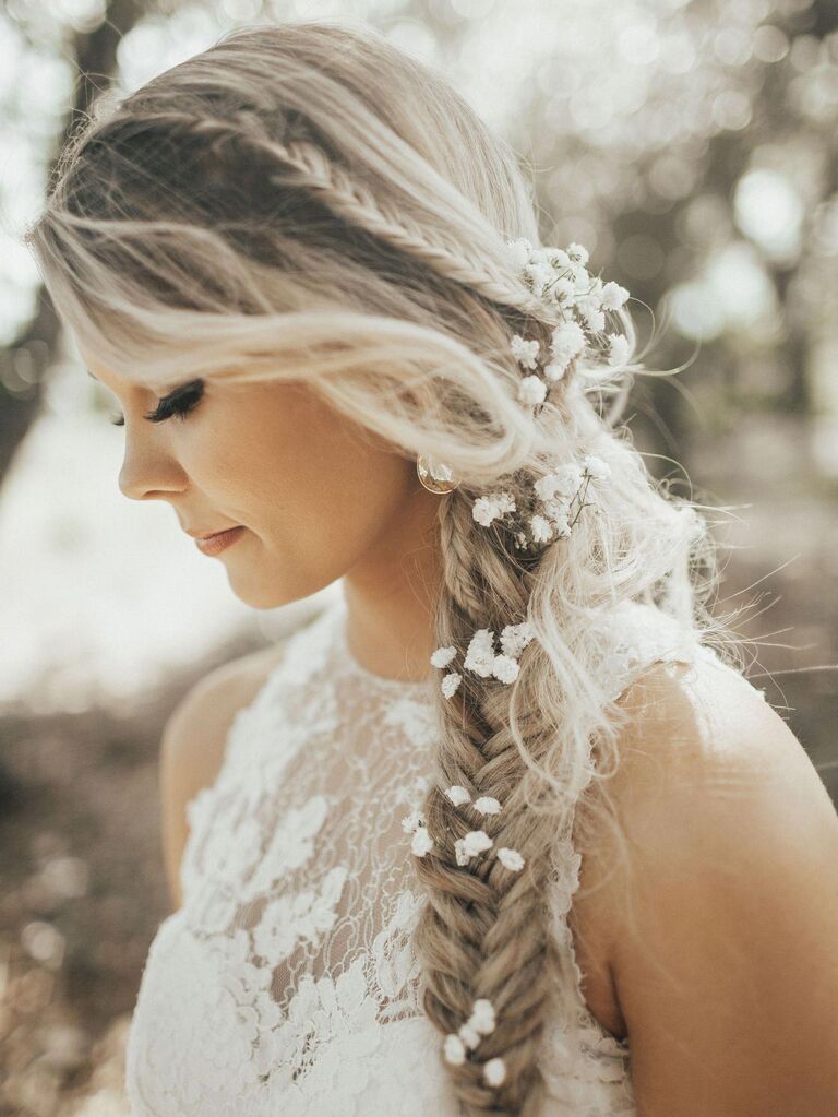 Fishtail braid with flowers