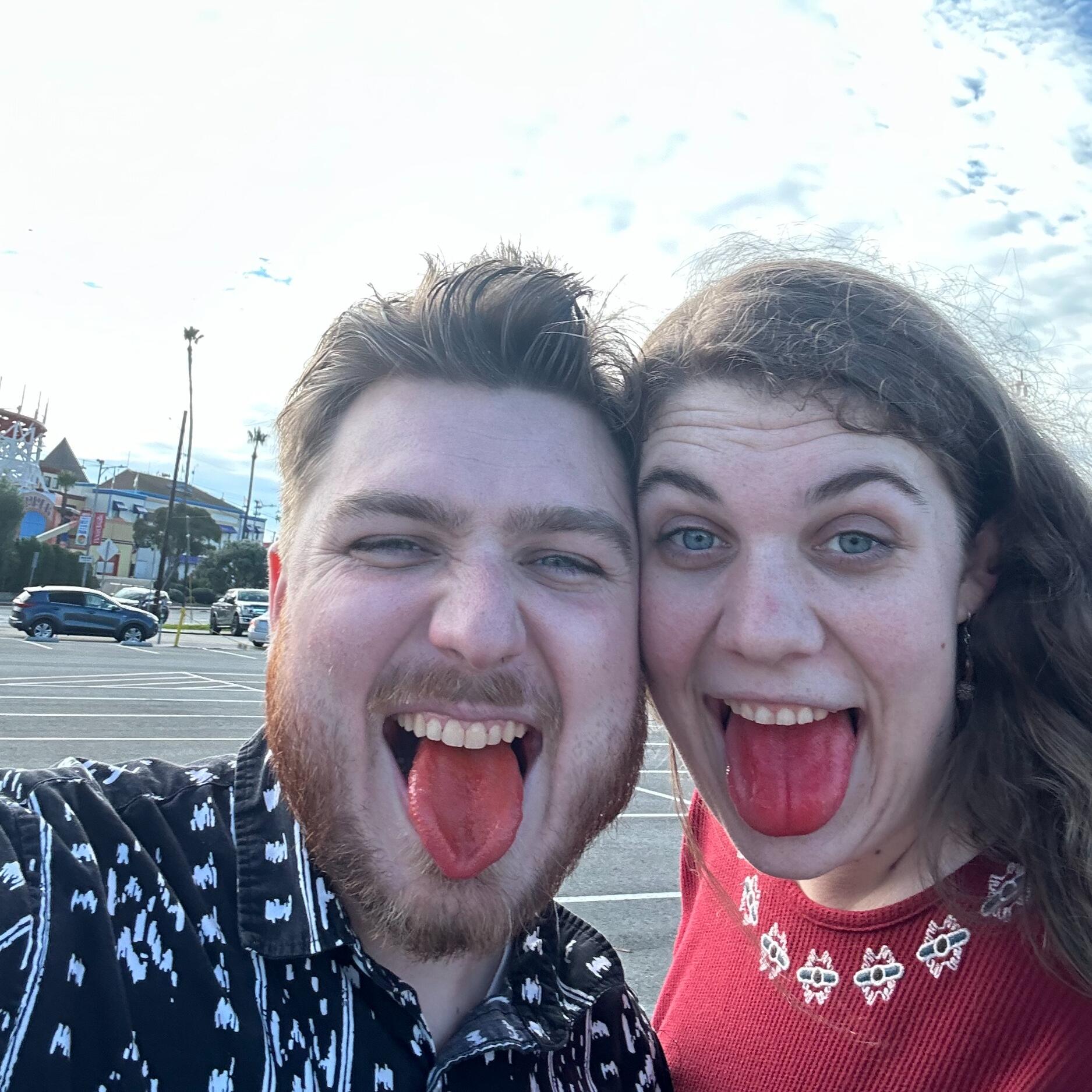 Our First Offical Date -  It was actually a week after Sam asked Erikah to be his girlfriend. They went mini golfing  at the Santa Cruz Board Walk and then got slushies, hence the red tounges. 