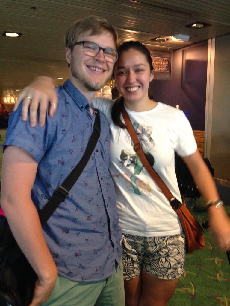 Bittersweet smiles of excitement and imminent longing... Saying "see you soon" to Erik as he left Oregon for Japan to teach English in Mie Prefecture.