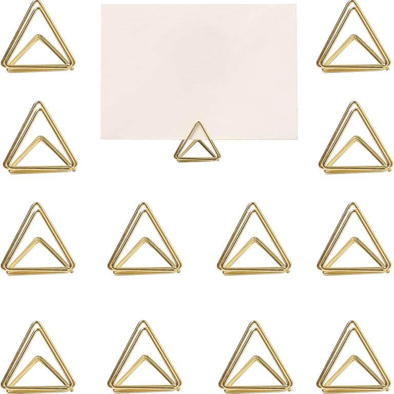 Gold triangle clip place card holder
