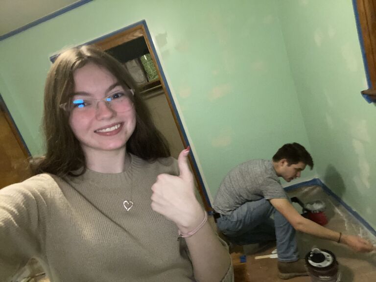 Us trying to paint a room for the first time! We did amazing!