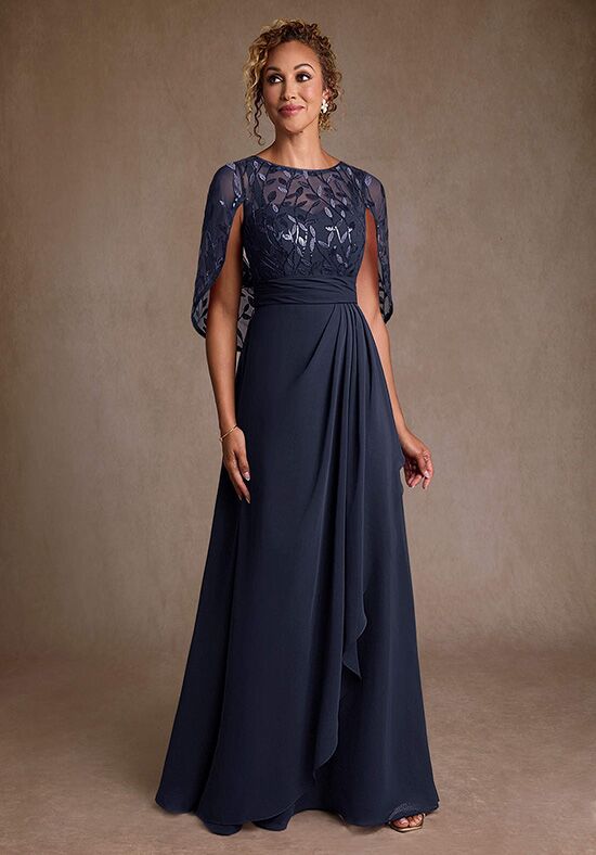 Azazie Azazie Beckley Lace in Dark Navy Mother Of The Bride Dress | The Knot