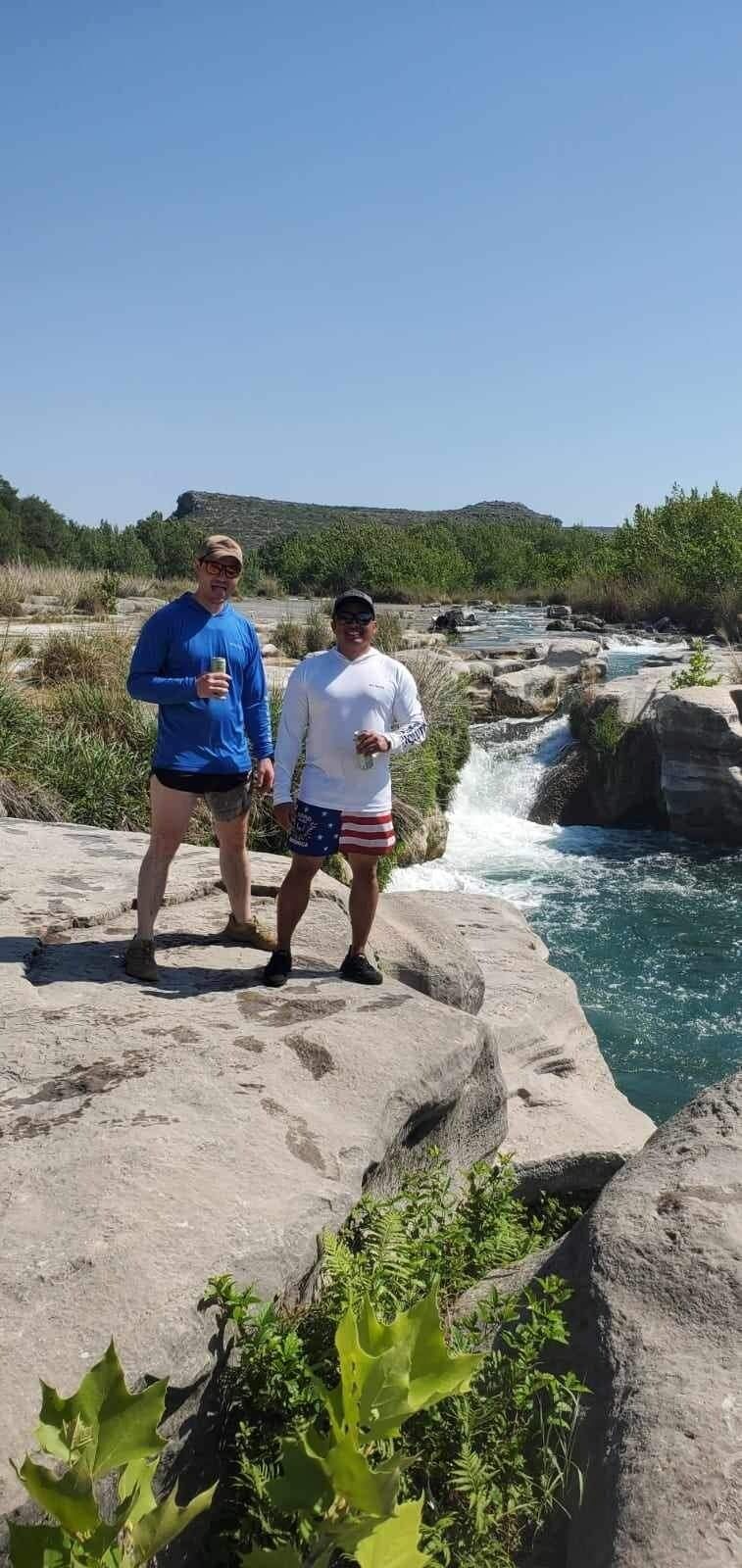 Josh and Tony (A Groomsman), on their Devil's River fishing trip. 