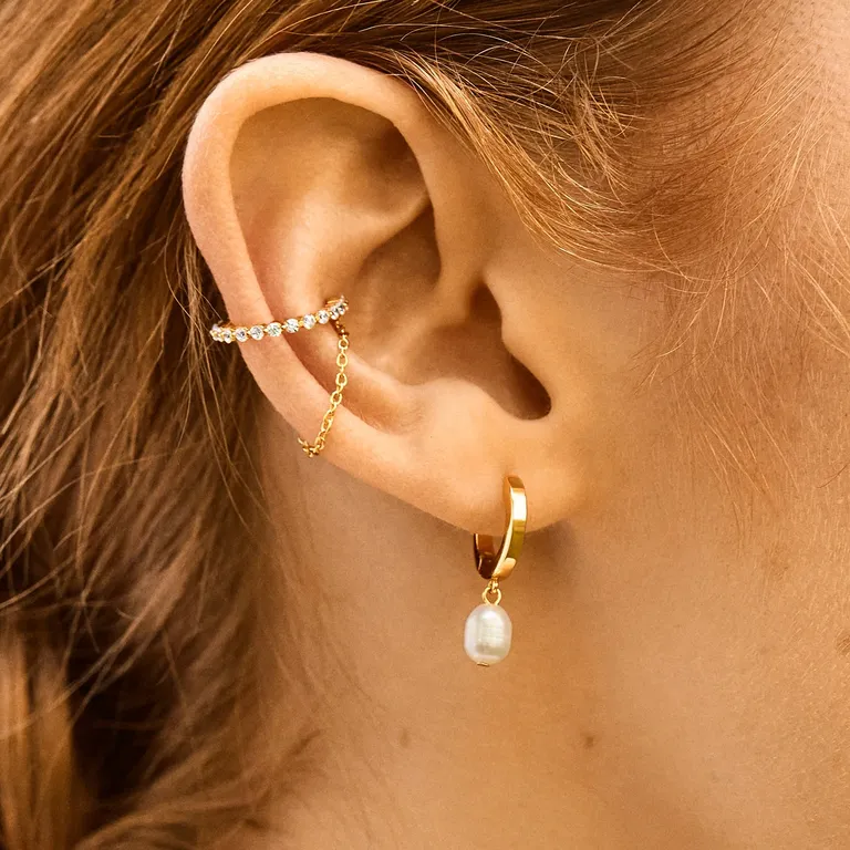 Pearl drop hoop earrings by BaubleBar