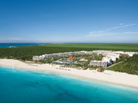 Aerial photo of beach and Secrets Maroma Beach Riviera all-inclusive resort in Cancun