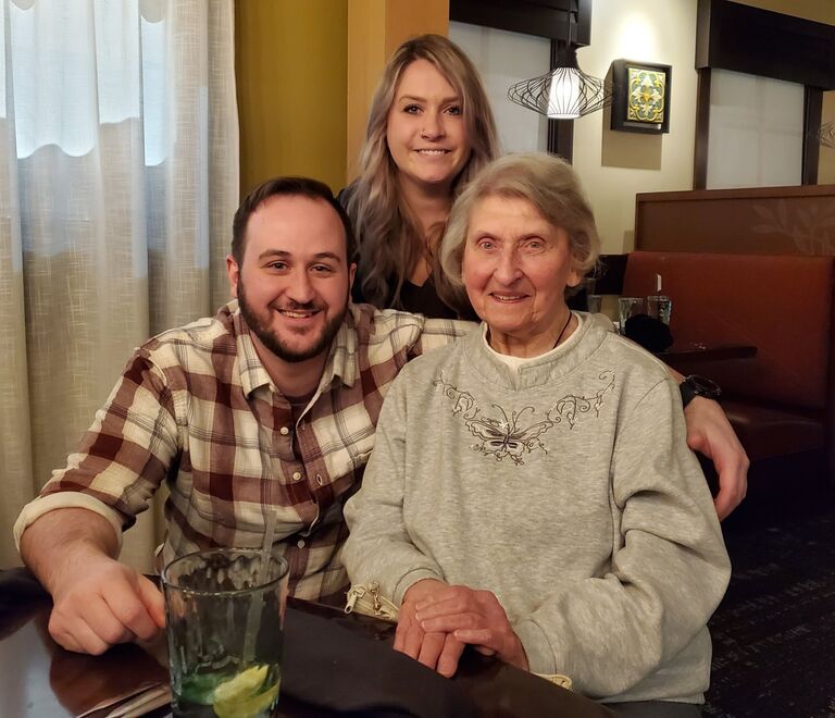 Blake and Miki celebrate Blake's grandma's birthday.