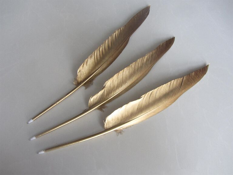 Gold feather pens