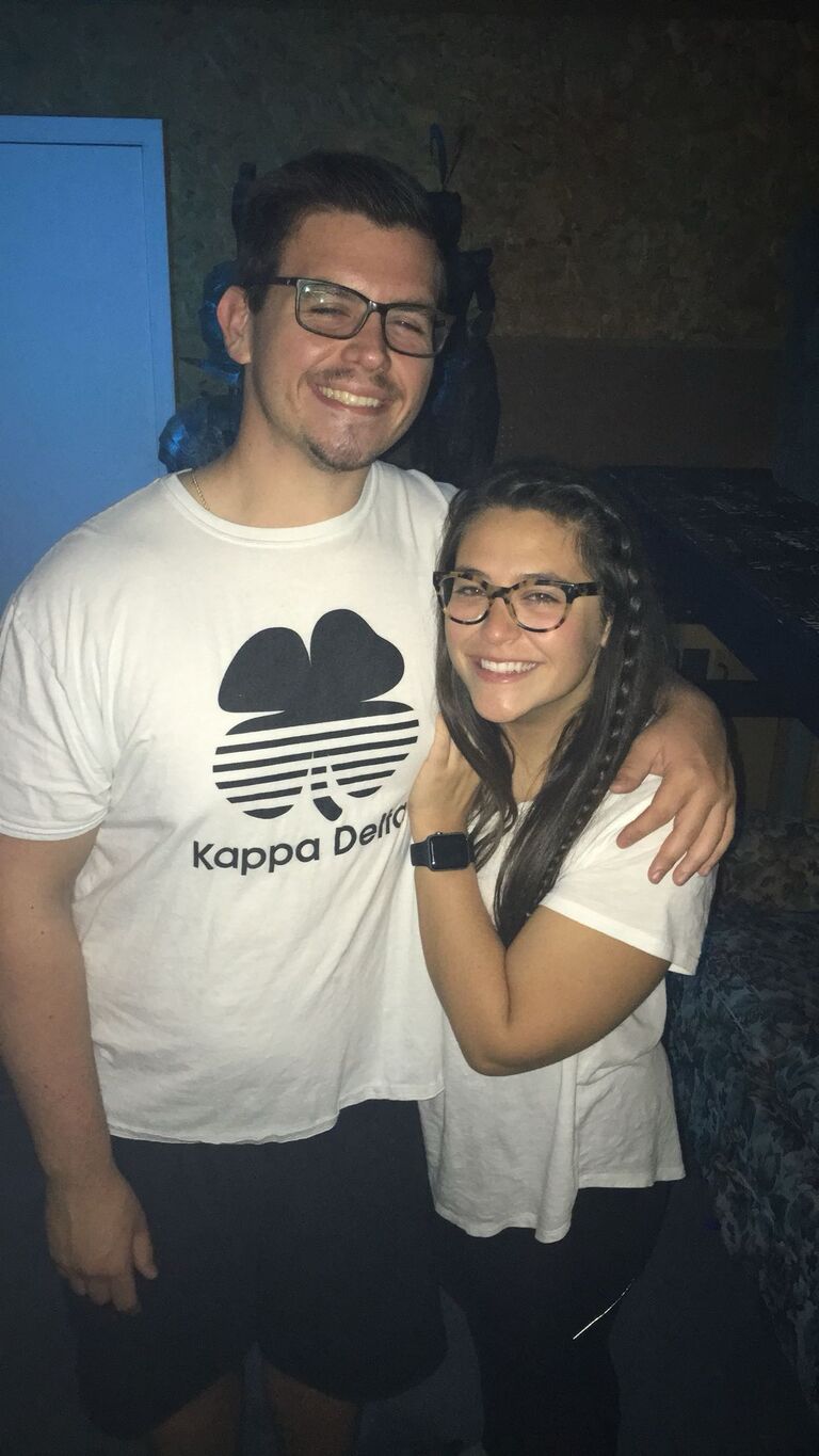 Lots of college parties together. Someone at this party told us we look like we were married.