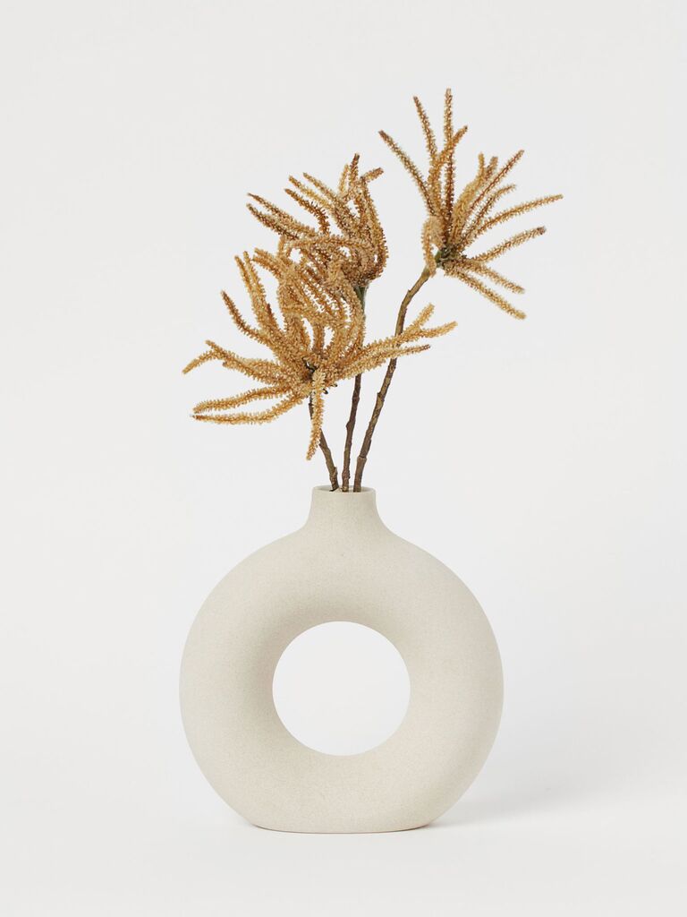 Modern vase for flowers in biophilic home design