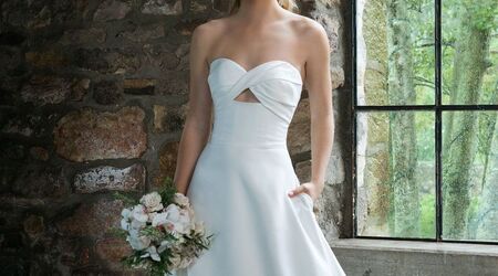 Solobridal - Champagne Lining Overlayed with Ivory Lace Wedding Dress with  Court Train – SoloBridal