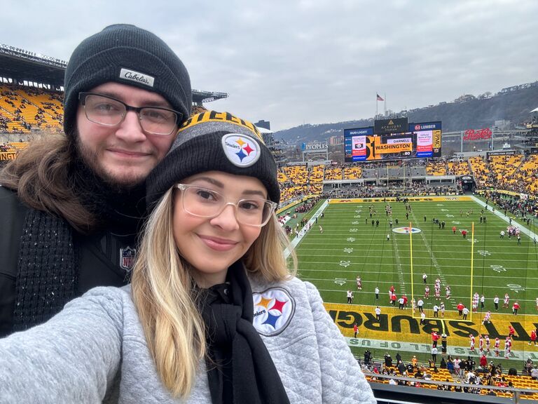 As huge Steelers fans, we decided to spend our Christmas Day watching the Steelers play the Kansas City Chiefs. It was pretty cold, and we lost, but we're glad it was something we could enjoy together.