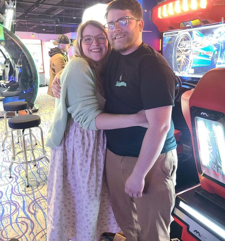 Every year on our anniversary, we go to an arcade in Erie, Pennsylvania, and always have fun and laugh - even when we are not always the most successful. We have always been there for each other,  and supported each other.