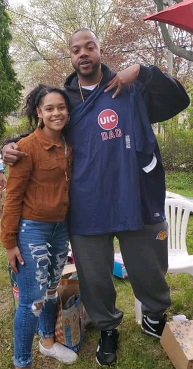 Jalysa brings Desmond to tears with this UIC DAD shirt