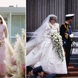Mandy Moore with her wedding flowers and Princess Diana with her wedding bouquet