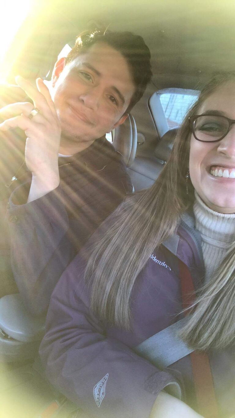 Our First Picture and first Valentine’s Day together sitting in the car before heading into Lucky Strike for some very competitive games