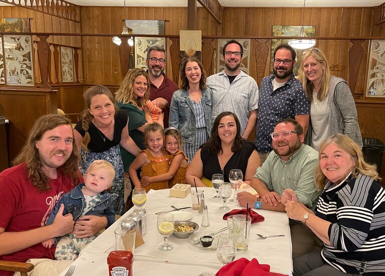 Dinner with Peter's mom, siblings & in-laws at Alioto's in Wauwatosa