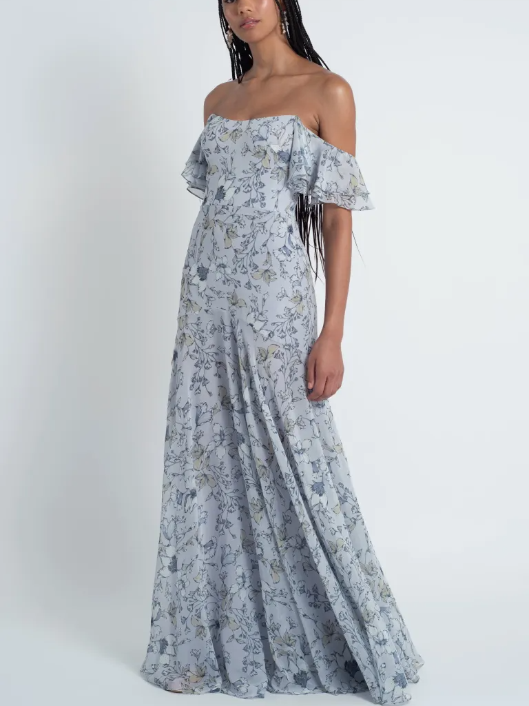 Jenny Yoo blue floral bridesmaid dress