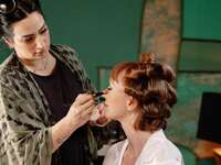 Bride getting her makeup done