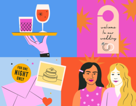 Colorful illustrations of fun wedding surprises