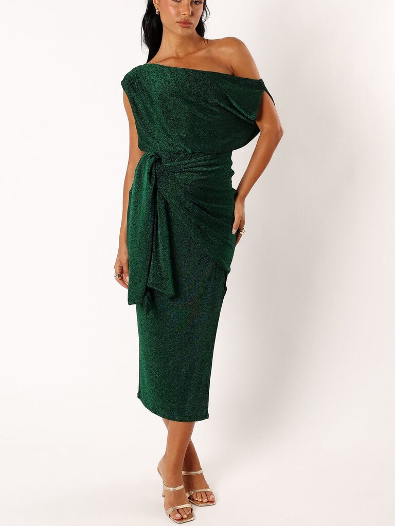 Petal & Pup green midi rehearsal dinner guest dress