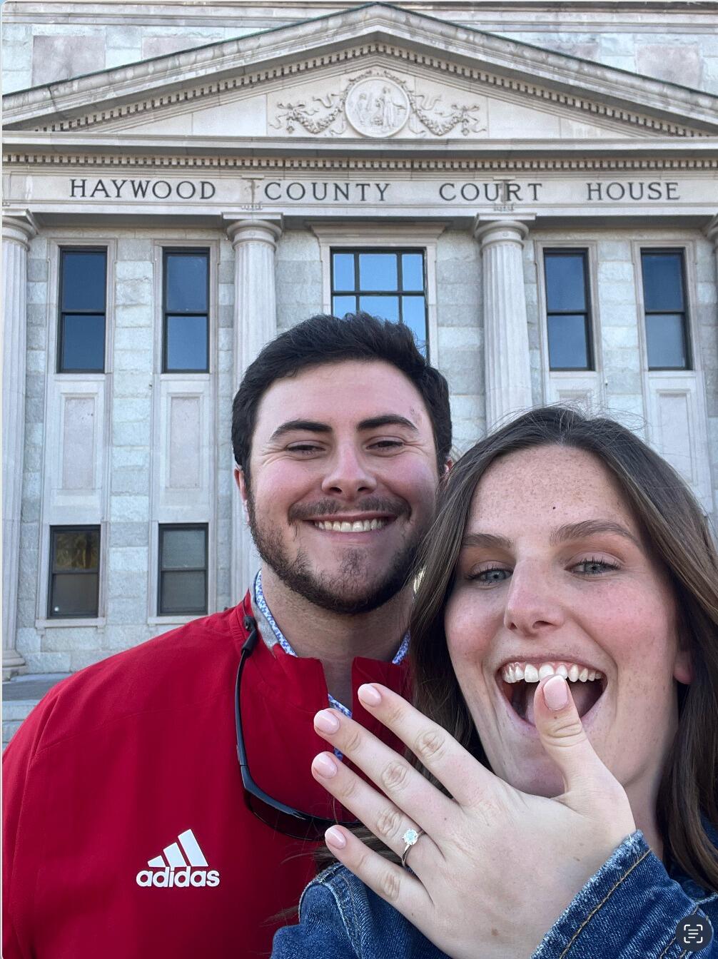 Headed to the court house after the proposal! Had to take a selfie to freak out the newest Father of the Bride!