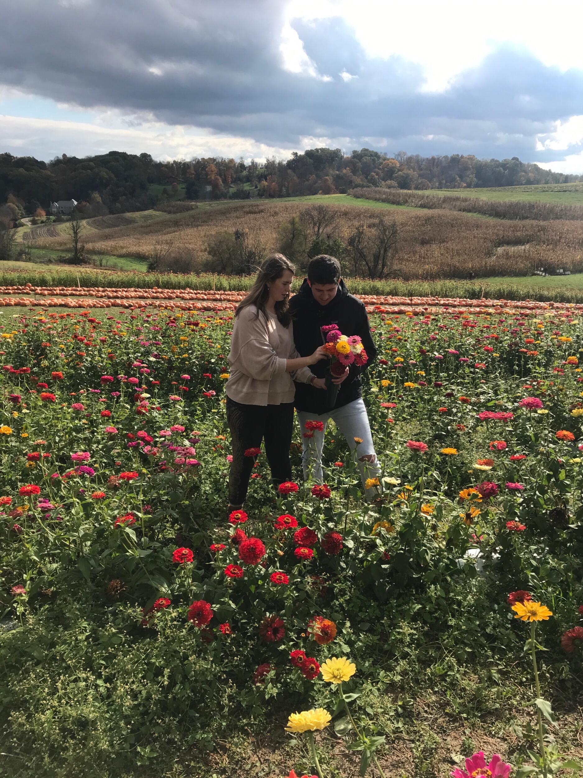 Thomas surprised Victoria by inviting her family to Washington, PA for a pumpkin patch/ flower picking day of fun.