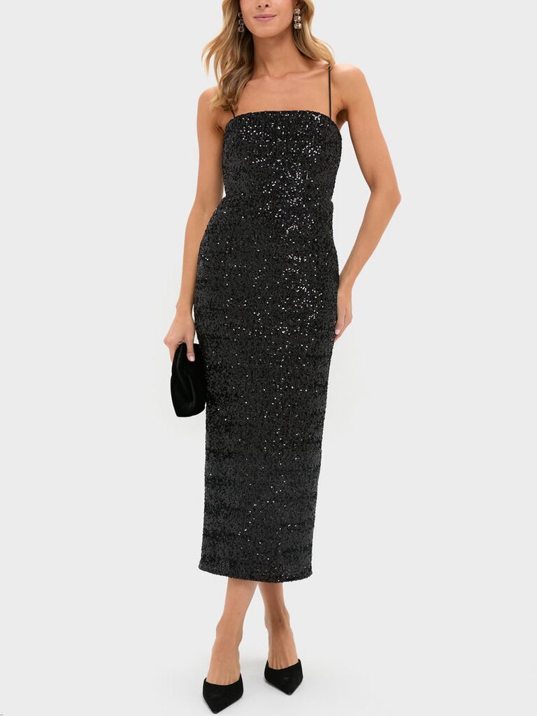 Tuckernuck sequin black midi cocktail dress