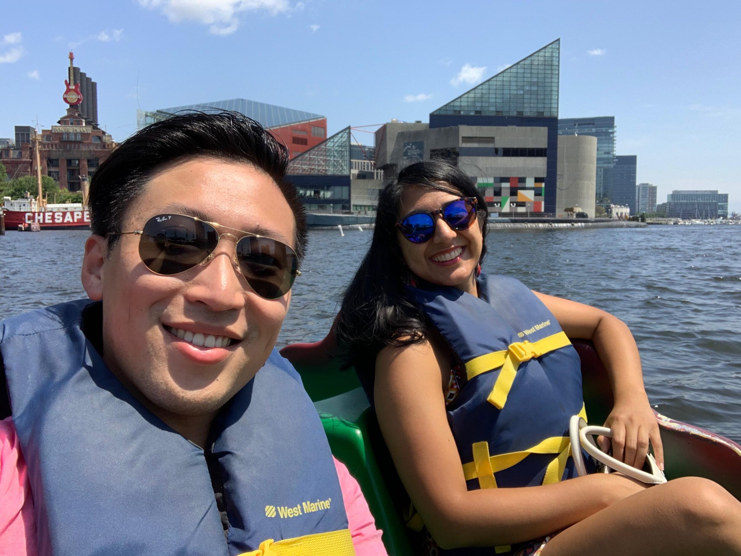 Frank and Pardes took a weekend trip to Baltimore, MD. They were in awe at the Sharks at the National Aquarium. At the Harbor, Frank thought Pardes wasn’t paddling but she definitely worked up a sweat!