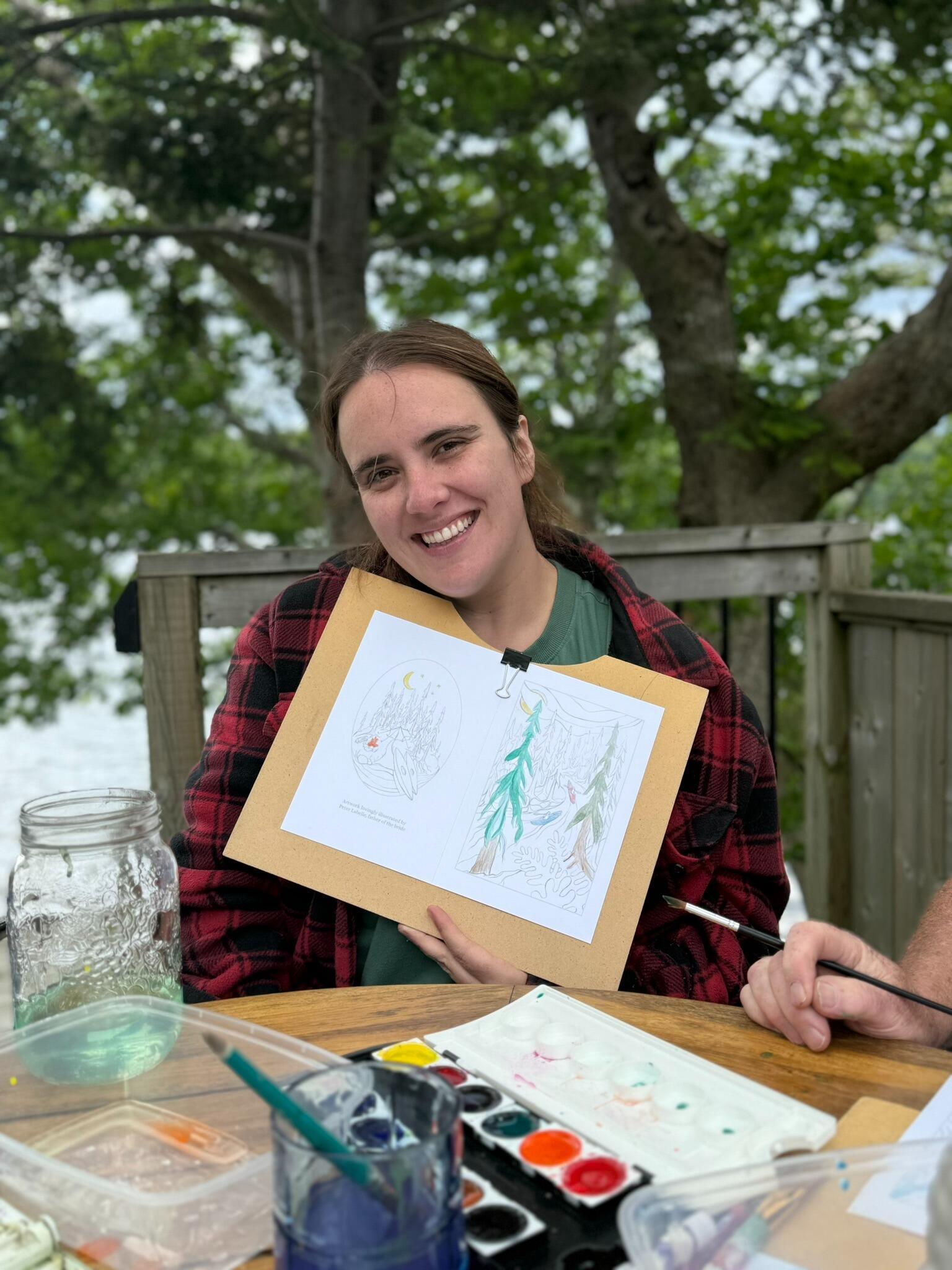 A special day painting the wedding invitations with family.