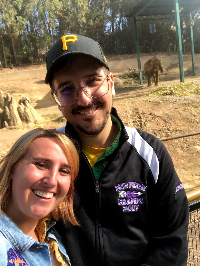 Brittany and Brandon had their first date at the First Friday Art Walk in San Jose.  they hit it off right away and the date lasted the entire weekend! Brittany and Brandon went hiking, did mini-golf, and played board games with Brandon's friends. The following weekend they went to Brittany's favorite place, the Oakland Zoo to see the elephants. That night Brittany got a stomach bug and Brandon stayed with her the whole night. That's how she knew he was a keeper. 