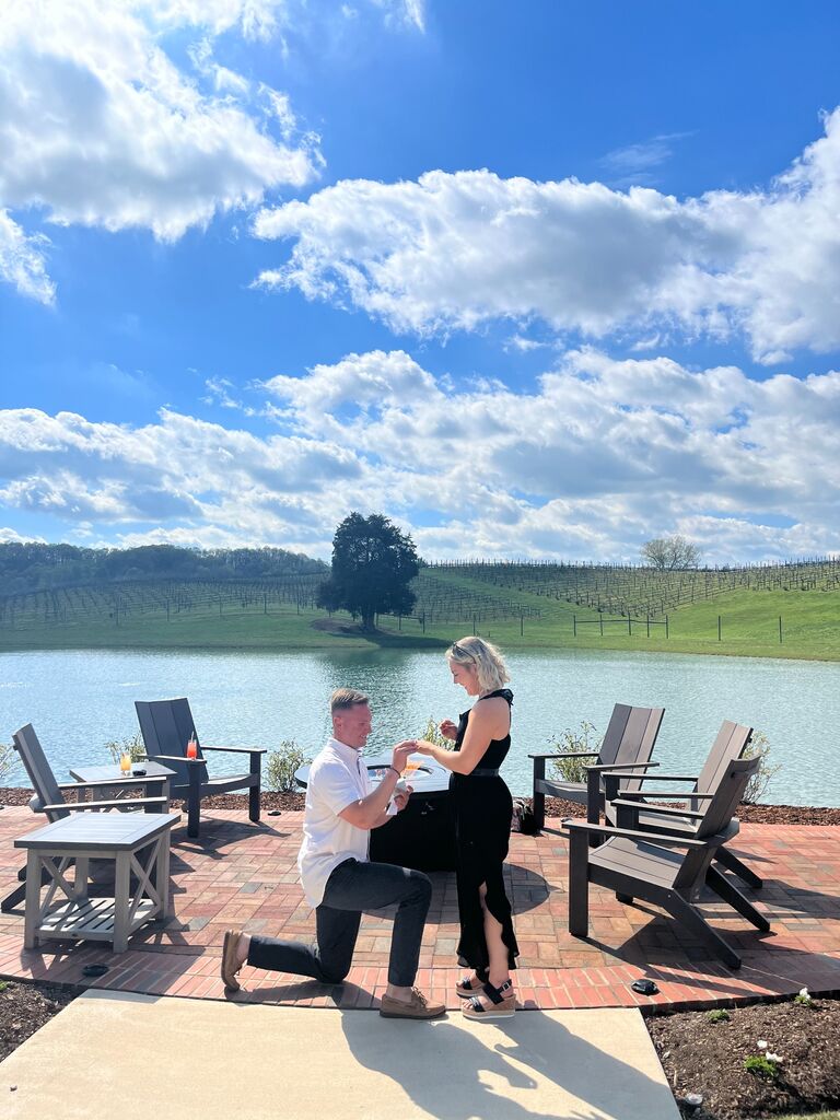 The "girl's trip" turned into Darienne's favorite story to tell...the proposal story! Thanks to Megan, Panya, and Megan's fiance Rudy, Kyle managed to completely surprise Darienne at a winery in Bristol.
