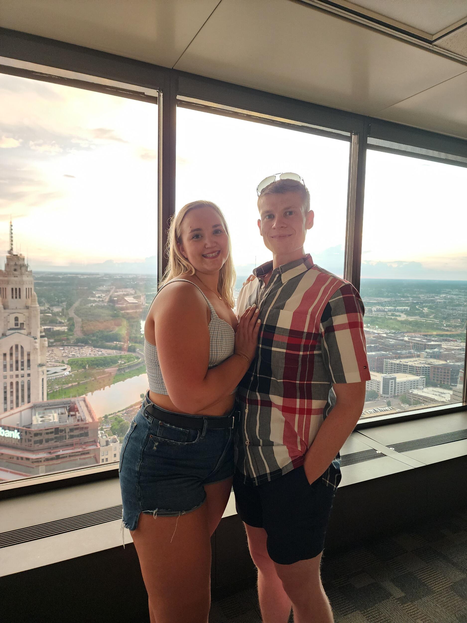 Emily and Kevin watch Red, White, and Boom from Emily's downtown office to celebrate the 4th of July in Columbus.