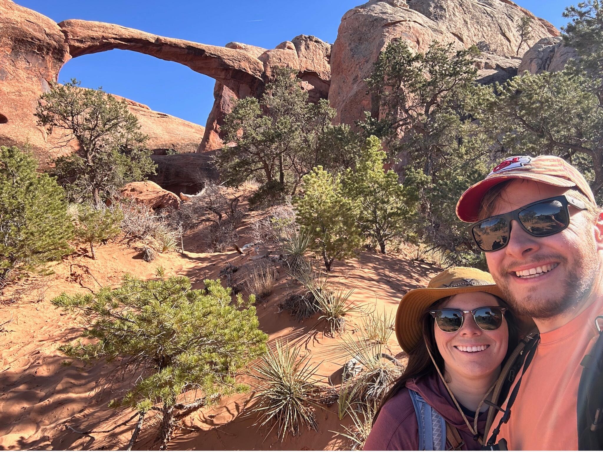 Got engaged at Double O Arch in Arches National Park