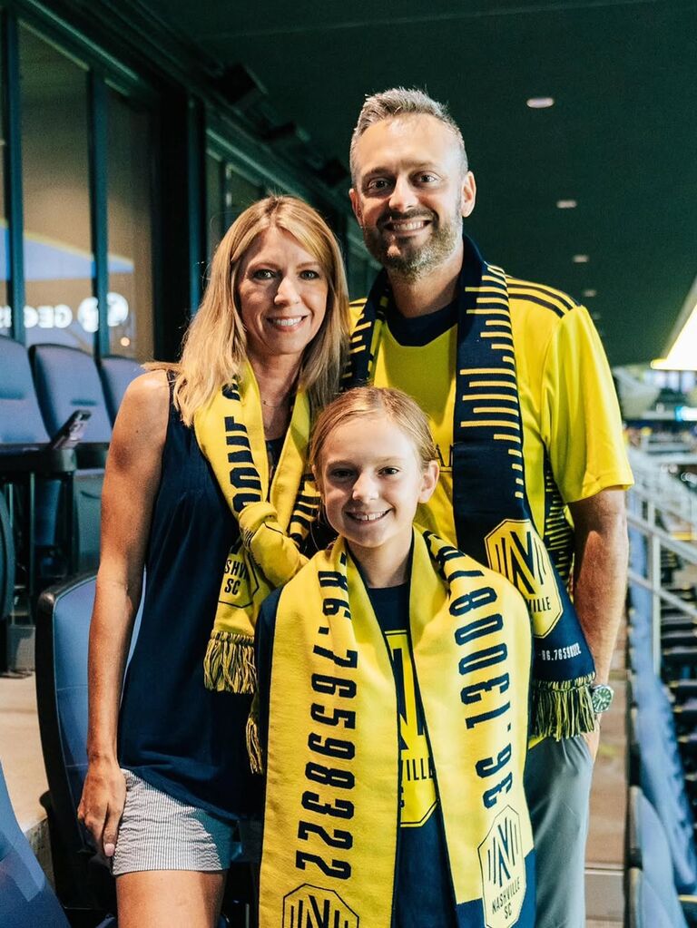 Laura and Nate Bargatze with their daughter Harper