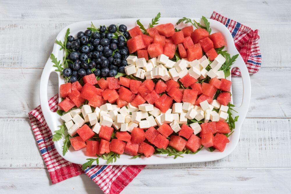 4th of July Party Food Ideas - watermelon and feta salad