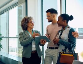 Couple getting information about wedding loans