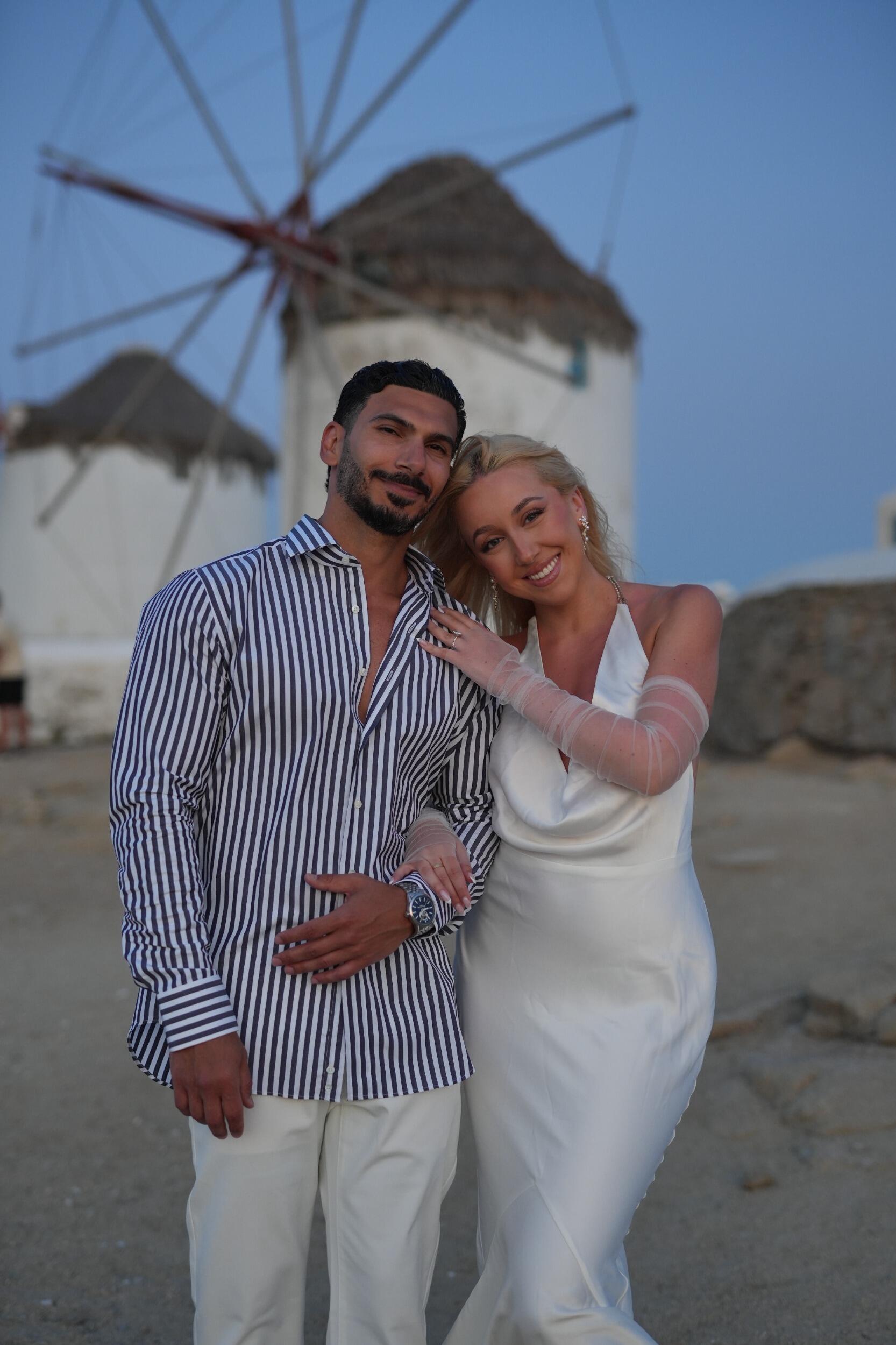 Took engagement photos in Mykonos, Greece!