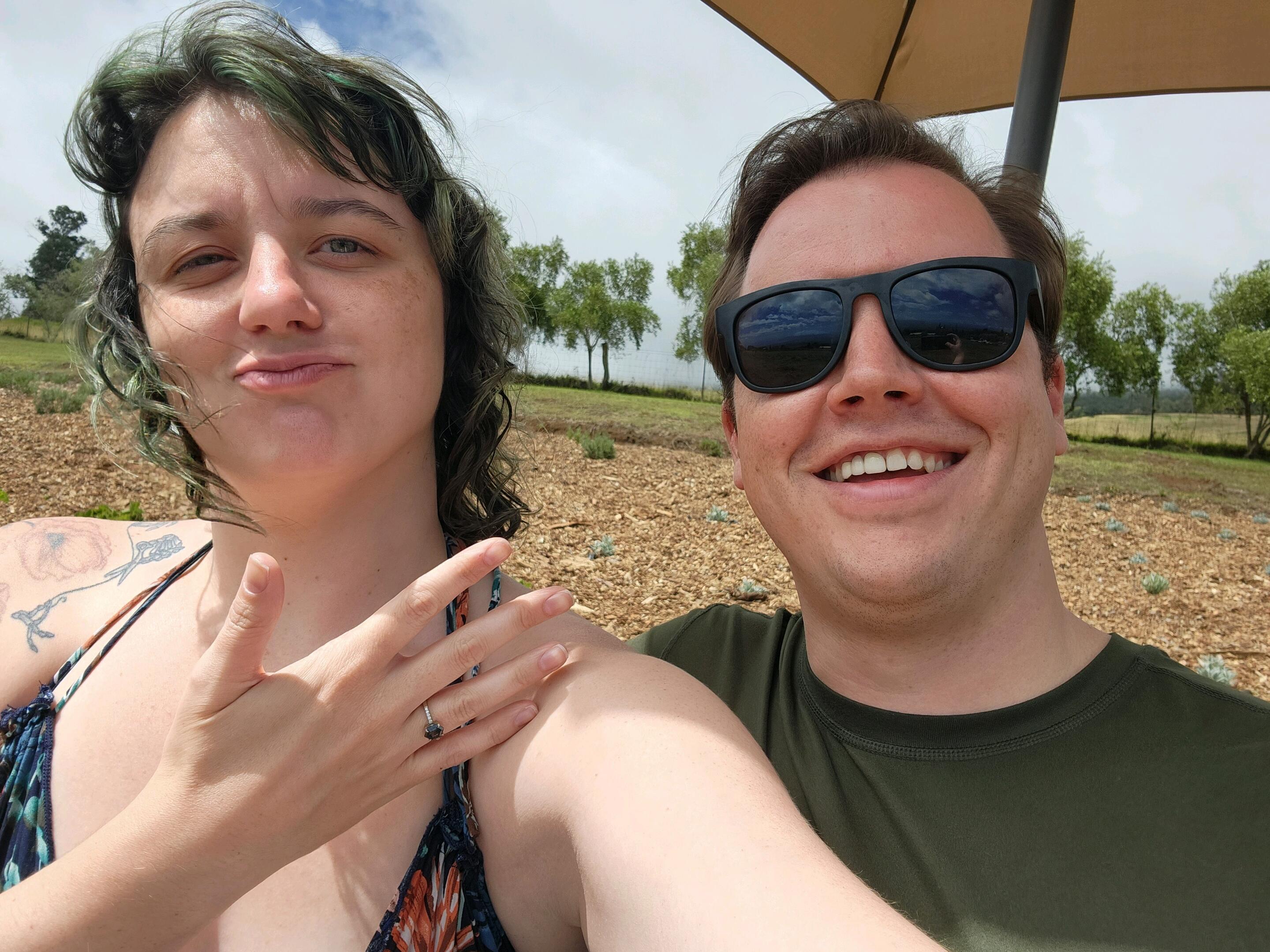 But they did get engaged at a mountain side vineyard!