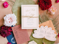 Vintage, pastel wedding invitation suite with flowers, wedding stationery contracts